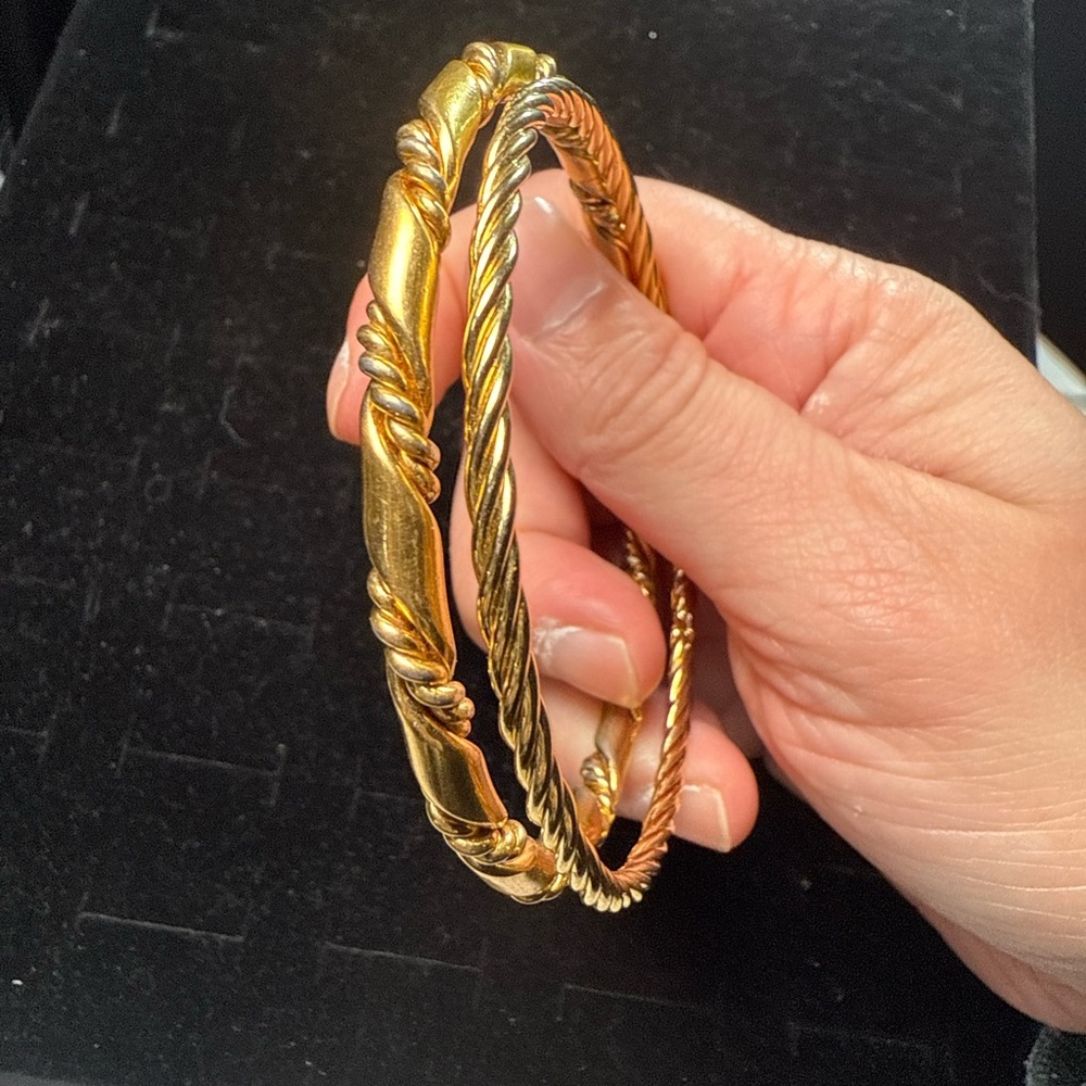 Gold-Tone Twisted Bangle Set‎
